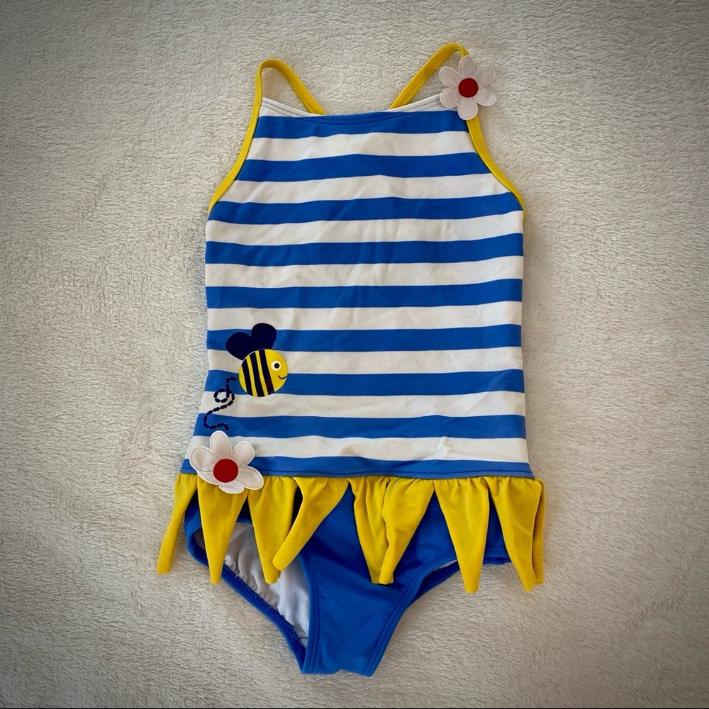 Girls bee one piece adjustable cross back swimsuit